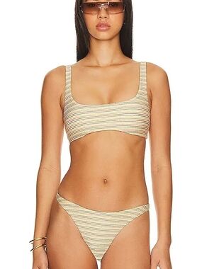 l*space Striped Bikini in Cream, Orange & Blue-Green